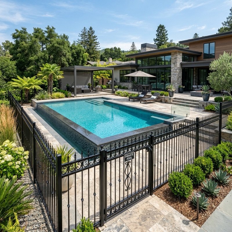 Ornamental Black Aluminum Fence